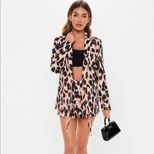 Pink leopard boyfriend blazer and shorts